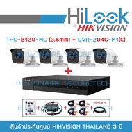 HILOOK ชุดกล้องวงจรปิด 4 ช่อง 2MP DVR-204G-M1(C) + THC-B120-MC x4 (3.6 mm) FREE HDD 1TB ADAPTOR หางกระรอก 1 ออก 4 CABLE 20M. x4  HDMI 2 M. BY BILLIONAIRE SECURETECH