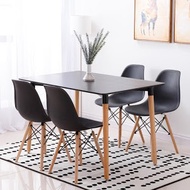 Trendy House: Rectangle Eames Dining Table with 4 Creative Curvy Eames Designer Chairs