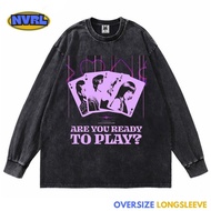 Oversized longsleeve t-shirt alice in borderland ready to play washed washing vintage tee