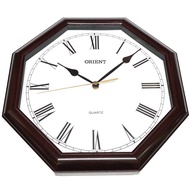 Orient OD006 Japan Quartz Roman Numerals Octagon Wall Clock (Brown)