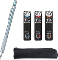 QULLITY Graph Gear 500 Mechanical Drafting Pencil + Ain HB/B/2B leads, original Black slim pen case