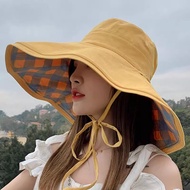 topi cute hat woman Women Summer Double-Sided Face-Covering Sunscreen Sun Hat Big Head Circum