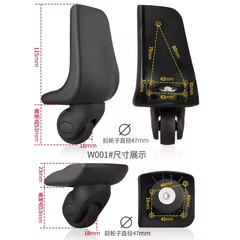 Soft Suitcase Wheels Replace BW006/8066 Fabric Luggage Wheels for Trolley Bag Repair Parts W001