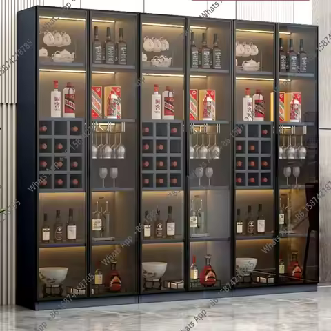 Living Room Display Wine Cabinets Simplicity Glass Wall Luxury Wine Cabinets Storage Modern Meuble V