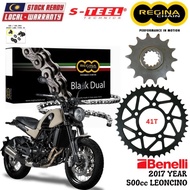 BENELLI 500cc LEONCINO Full Set Regina Black Dual Chain 525 ZRA Steel Sprocket Sets