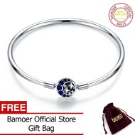 BAMOER จัดส่งฟรีของแท้100% 925เงินสเตอร์ลิง CZ ดวงจันทร์และดาวกรกฎาคมสร้อยข้อมือและกำไลข้อมือสำหรับผ