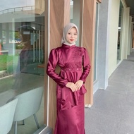 Laherna Dress Available in Jumbo Size 5XL - Burgundy Brocade Satin Dress - Bridesmaid Eid 2025 - By 