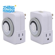 US Plug, 2Pcs 24-Hour Outlet Timer with 2 Grounded Outlets Timer Outlet for Electrical Outlets,30-Mi
