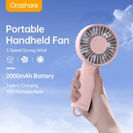 Orashare HF09 Handheld Fan Rechargeable 3 Speeds Strong Wind Portable Hand Mini Fan
