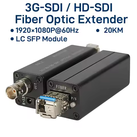 Mini 3G/HD-SDI to Fiber Optic Converter Extender 1080p60 SDI Transmitter Receiver over LC Single-mod