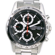 精工 (Seiko) 計時腕錶，海外系列 7T92-0DW0，不鏽鋼錶殼，銀色錶盤，石英機芯，計時功能，黑色錶盤，男士款