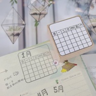 櫸木章 翻轉印章 月曆 星期 手帳印章 中文 英文 日文可以選擇