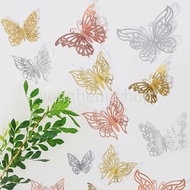 12pcs/set 3D Hollow Butterfly Wall Stickers Party Wedding Decoration Living Room Window Wall Art Hom