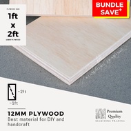 12mm Plywood (1ft x 2ft) DIY board sheet | timber panel | Playwood | Papan laser | kayu | Kiam Hing