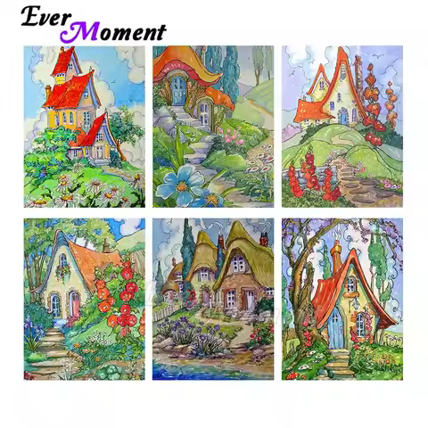 Ever Moment Diamond Painting Cartoon House Square Resin Drill Wall Art Decoration Paint By Diamond E