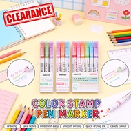 BSU 6 Color Cartoon Decoration Highlighter Pen Korea Roller Pen Market Pen Stamp Pen Notebook Deco S