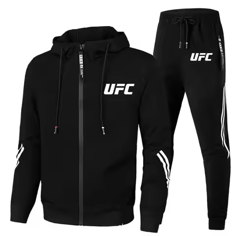 New Men's Casual Sportswear Set, Fashionable UFC Pants and Jackets, Printed Outdoor Motorcycle Comfo