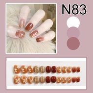 Polos Netral Kuku Palsu Bening Pastel Pendek dan Panjang Matte Kulit Fake Nails Aesthetic + Lem Warn