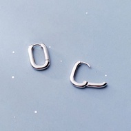 1000earring 925 Sterling Silver Oval Hoop Earrings - Gold/Silver