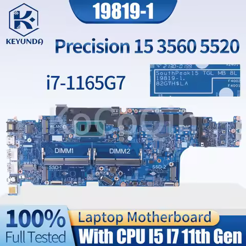 19819-1 For Dell Precision 15 3560 5520 Notebook Mainboard 0G60M3 0625JD 0DPC2R 073T17 063MV5 I5 I7-