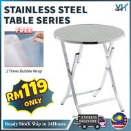 Meja Stainless Steel Working Table (Round) / Meja Dapur Dining Table Set Meja Makan Stainless Steel Kitchen Table (Bulat)