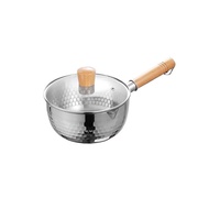 Japanese-Style Stainless Steel Yukihira Pan Household Small Milk Boiling Pot Food Supplement Non-Stick Pot Noodle Soup Pot Instant Noodle Pot Induction Cooker Small Pot