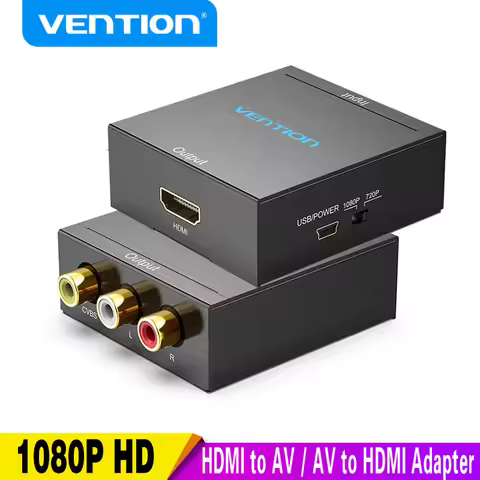 Vention AV to HDMI Converter HDMI to RCA Video Adapter with Mini USB Power Cable for TV Box Projecto