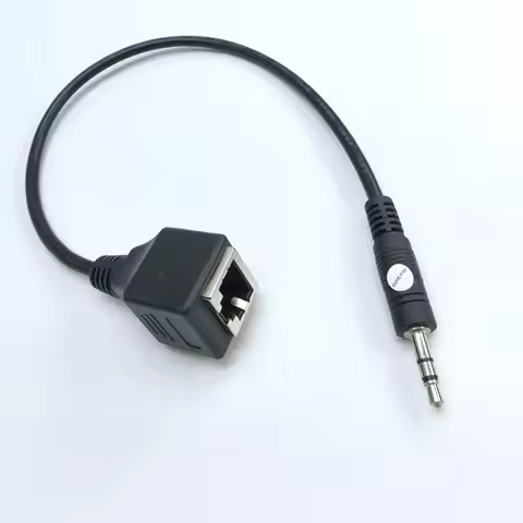 3.5mm Aux Male to RJ-45 RJ45 Female Adapter LAN Ethernet Network Audio Extension Cable Cord 30cm