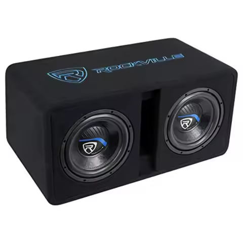 DV10K52 Dual 10" K5 2400w Car Subwoofers, Pre-Loaded Vented Sub Enclosure Box, 2 Ohm, 3/4" MDF, Cast