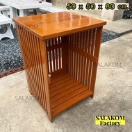 SLK ชั้นวางของ ไม้สัก 50*50 สูง 80 ซม. ใส่ตู้เย็น3คิวได้  ชั้นวางตู้เย็นเล็ก ชั้นวางหลังสือ สีย้อม(อ