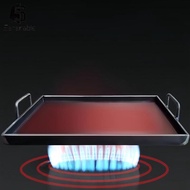 [Serenable] Iron Griddle Pan, Flat Top Grill Plate with Handle, Grilling Pan, Cast Iron Cooking Grid