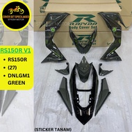 (STICKER TANAM/AIRBRUSH) RAPIDO COVER SET HONDA RS150 RS150R V1/V2/V3 (27) DNLGM1 GREEN/HIJAU LUMUT