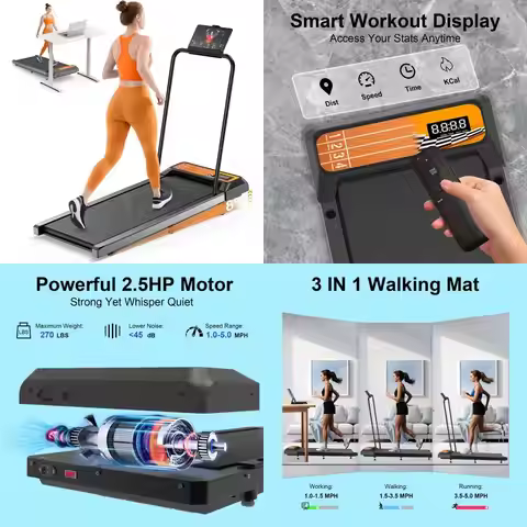 Walking Pad Treadmill with Incline - 2.5HP Low Noise Under Desk Treadmill,Portable Walking Pad with 