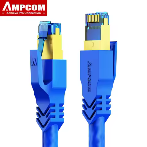 AMPCOM CAT8 40Gbps Ethernet Cable, LSZH Jacket Iundustrail 2000MHz Network Lan Cable SFTP cat 8 RJ45