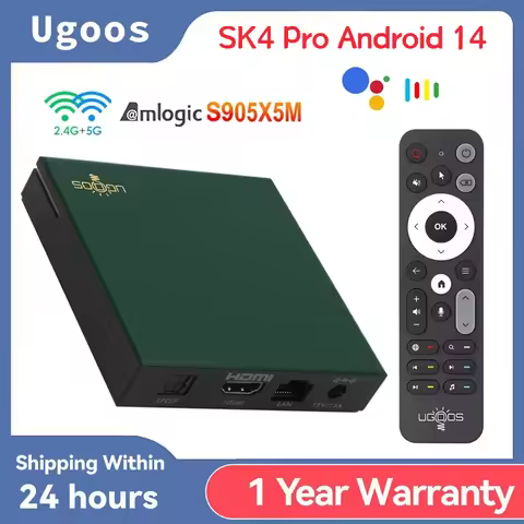 Ugoos SK4 Pro Smart TV Box Android 14 Amlogic S905x5M-K LPDDR4 4GB 64GB 2.4G/5GWifi BT5.4 Dolby Visi