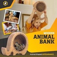 Wooden Animal Piggy Bank English Letter Piggy Bank Animal Cartoon Shape Gift for Children 1.12 B
