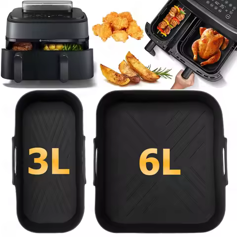 2Pcs Silicone Air Fryer Liners for Philips Dual Basket 3000 6L/3L Series NA350/00 Reusable Mold for 