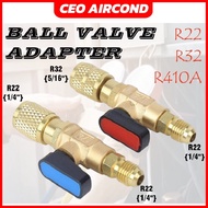 CEOapt Refrigeration Ball Valve Adapter R32 R22 R410a Gas Aircond Connector 1/4'' Air Conditioning V