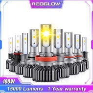 2PCS NEOGLOW H11 Led Headlight Super Brigh NOVA 100W 15000Lumens 3000K Warna Kuning Lampu Kabut Plug