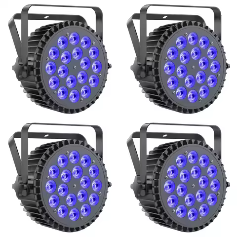 U'King 4PCS 18x10W RGBWA+UV 6IN1 Par Light DMX512 Disco Light Strobe Effect LED Stage Lighting for D