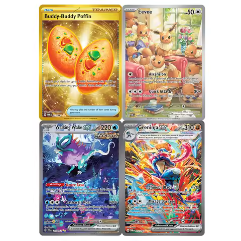 PKM Holographic PROXY Cards Scarlet & Violet Mew Eevee Buddy-Buddy Poffin Ursaluna EX PTCG Game Coll