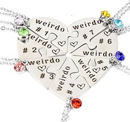 Weirdo Necklace Heart Bff for 4 Best Friend Necklaces Sister Friendship Stainless Steel Jewelry