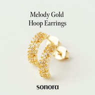 Sonora Melody Gold Hoop Earrings, Crescendo Collection, 18K Gold Plated 925 Sterling Silver