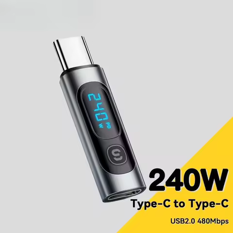 240W Digital Display OTG Adapter USB 2.0 Fast Charging Type-C To Type-C Data Adapter OTG Connector F