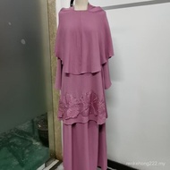 Baju Kurung fesyen baru sulaman longgar menutupi daging kelihatan kurus dopamina warna gaun elegan