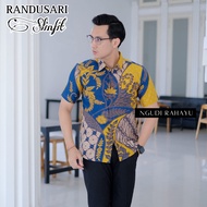 KUNING BIRU KEMEJA BATIK SLIMFIT PRIA MEWAH FULL FURING LENGAN PANJANG LENGAN PENDEK BATIK SLIMFIT H