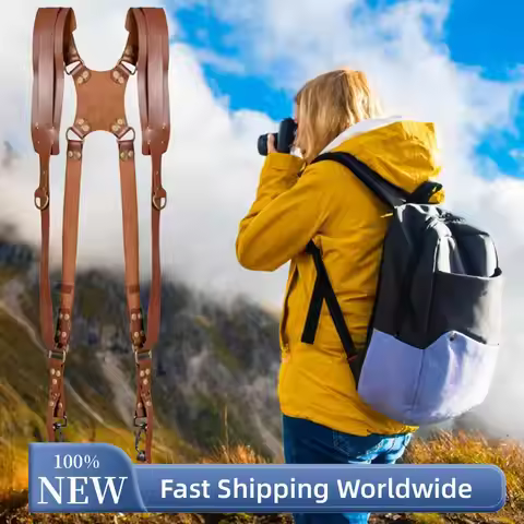Camera Shoulder Strap Adjustable Double Shoulder Leather Harness For Canon Nikon Sony DSLR DV Camera