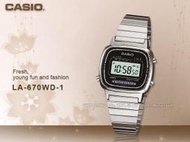 CASIO手錶專賣店 國隆_LA670WD-1DF_街頭方形數字電子型女錶_開發票保固一年