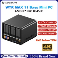 AOOSTAR WTR MAX 11 Bays Mini PC AMD R7 PRO 8845HS 2.5''/3.5'' SATA*6 2*DDR5 5600MHz Desktop Gamer PC