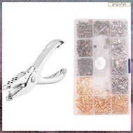 [L E U R] Rivets for Leather, 300 Sets Double Cap Rivets 3 Sizes 3 Colors and 4 Fixing Tools DIY Lea